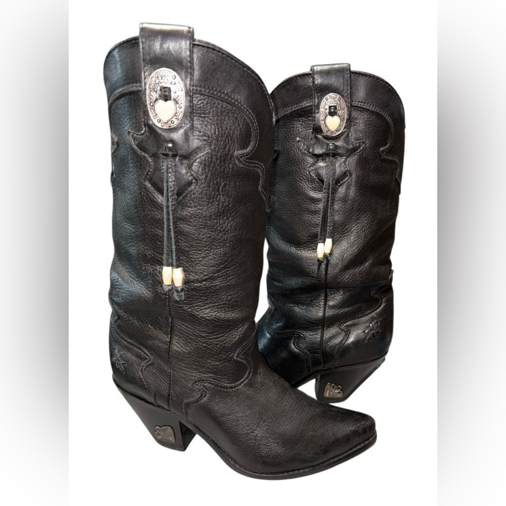 Vintage Zodiac Black Leather Western Boots